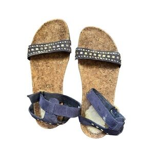 UGG Australia cork blue suede Jiana ankle strap sandals size 7